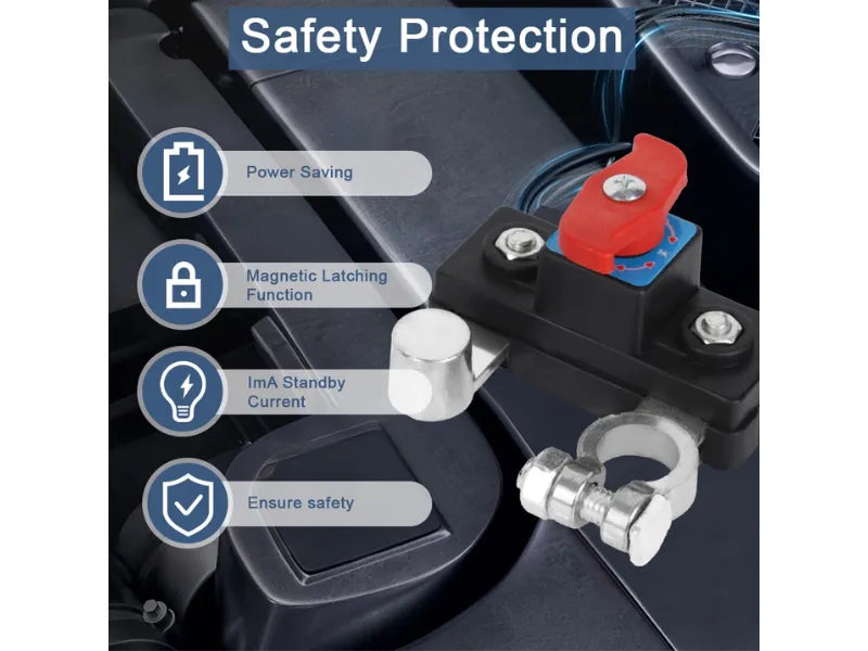 Universal Car Battery Disconnect Switch with Pure Copper Terminal – Safe Power Cut-Off for Vehicles