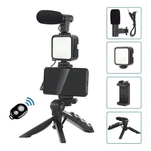 3 in 1 Vlogging Kit with LED Light Mic and Remote