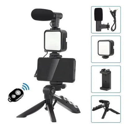 3 in 1 Vlogging Kit with LED Light Mic and Remote