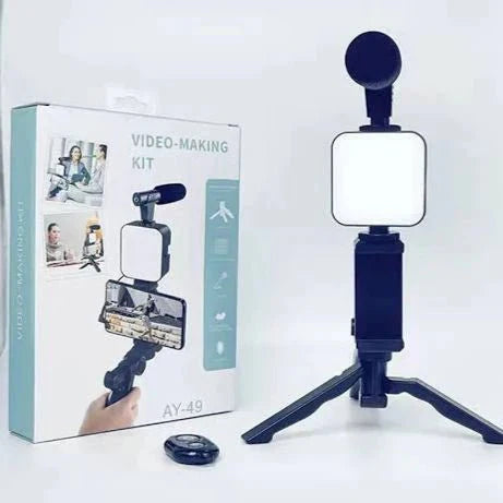 3 in 1 Vlogging Kit with LED Light Mic and Remote