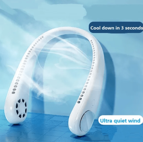 360° Neck Cooling Fan – Portable USB Rechargeable Bladeless Wearable Fan