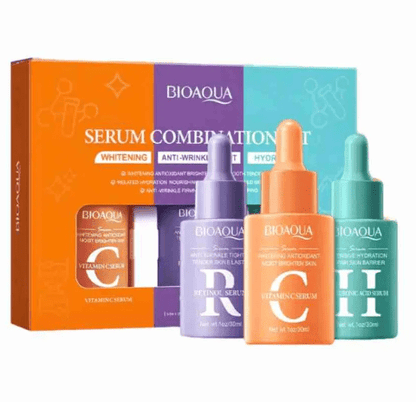 Bioaqua 3-in-1 Facial Serum Set – Vitamin C, Retinol & Hyaluronic Acid