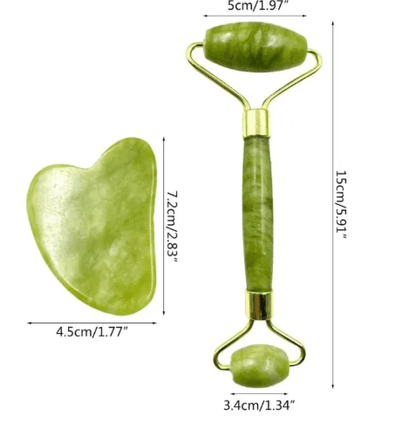 Natural Jade Roller & Gua Sha Set – Anti-Aging Facial Massage Tool