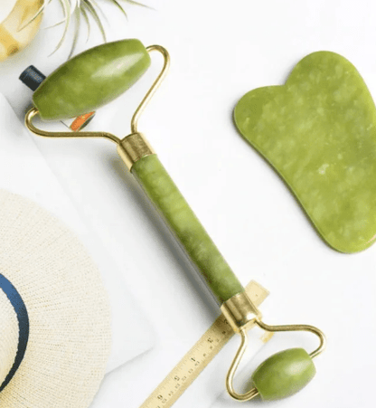 Natural Jade Roller & Gua Sha Set – Anti-Aging Facial Massage Tool