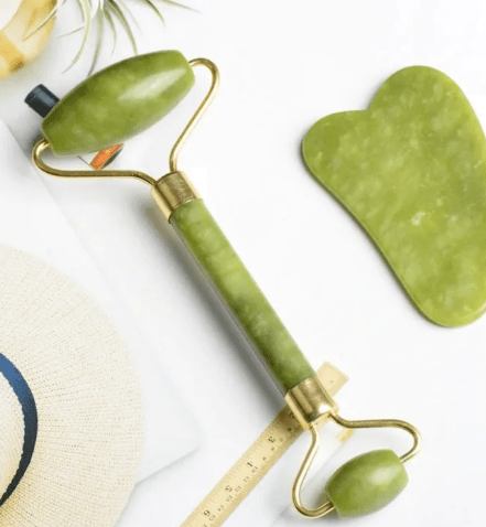 Natural Jade Roller & Gua Sha Set – Anti-Aging Facial Massage Tool ( On Clearance)