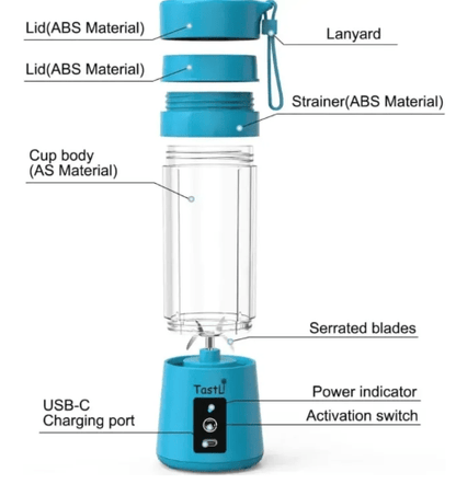 Portable USB Rechargeable 6-Blade Juicer Blender