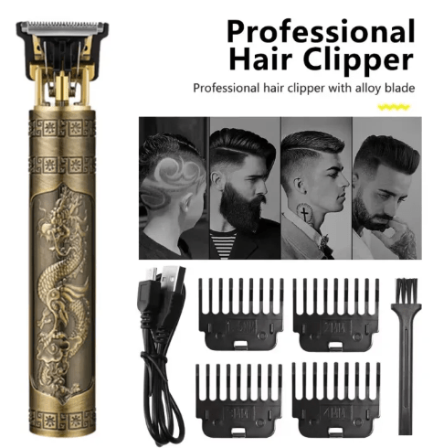 Vintage T9 Metal Body Hair Trimmer – USB Rechargeable